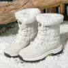Buty kobiety wszechstronne, wodoodporne bezsłuszczowe i odporne na gęstne buty śnieżne wygodne zimowe ciepłe buty turystyczne