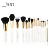 Shadow Jessup Brushes 15pcs Makeup Brushes مجموعة مسحوق العيون مزج المزيج مكياج أدوات شفة الظل بطانة ، بيضاء/ذهبية T103