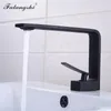 Banyo Lavabo Muslukları Havza Musluk Kare Maketler Katı Pirinç Sanat Tasarım Siyah/Beyaz Tek Tutar Güverte Montajlı El Lüks WB1086