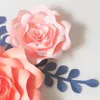 Party Decoration Giant Paper Flowers Backdrop Artificial Handmade Crepe Rose 6st Leaves to Wedding Deco Home