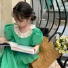 Summer girl dress French style open lace dress collar princess dress casual childrens dress baby clothing 240402