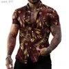 Camisas casuais masculinas camisa havaiana para homens 2023 3D Impressão de manga curta Blouse Beach Holiday Top Tee Summer Summer Summer Summer Summer Mens Camisa Masculina 240402
