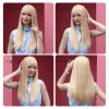 Perücken Haircube Blonde synthetische Perücken für Frauen lange gerade natürliche hitzebeständige Perücken mit Pony tägliches Cosplay gefälschter Haare