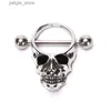 Andra hälsoskönhetsartiklar 1 Nippel Perforated Womens Fashion Stainless Steel Skull Rod Ring Jewelry Y240402