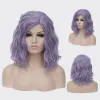 Perruques Vicwig Curly Cosplay Wigs for Women Short Blue Purple Rose Green Jaune Jaune Côté Côté Fibre résistant à la chaleur Fibre Synthétique