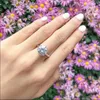 Iogou Luxury 24ct Solitaire Ring 925 Sterling Silver Engagement Wedding Rings for Women smycken med certifikat 240402