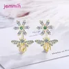 Boucles d'oreilles papillon en argent Sterling 925, mignon, pour femmes et filles, fête, cristal CZ, tendance, bijoux à la mode, vente en gros