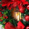 Decorative Flowers Garland Lights Christmas Wreath Xmas Window Ornament Hanging Plastic Wall Store