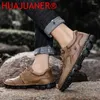 Casual Shoes Men Fashion Leather Tooling Spring Autumn Leisure Lace-up Walking Hiking Male Retro Footwear Plus Size 38-48