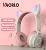 VAORLO Cuffia senza fili HIFI Musica Moda Ragazza carina Bluetooth 50 Auricolare pieghevole Smart Noise Cancel Glow Auricolare Bambini1668995