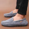 Casual Shoes 2024 Loafers Footwear Men Fashion Driving Moccasins For Mens Anti Slip Walking Man Gray Khaki Flats Shoe