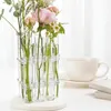 花瓶にヒンジ付きフラワーガラステストチューブ花瓶クリエイティブプラントホルダー水耕コンテンナフックとリビングルームオフィス用ブラシ付き