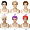 Perucas de peruca curta onda de dedão peruca sintética Pixie Cut Wigs para mulheres negras afro -americanas loira marrom curta onda oceânica peruca Peruca Cosplay