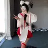 Etniska kläder japanska sexiga chiffong broderier kimono enhetlig frestelse kvinnor erotiska underkläder kostym cosplay topp kjol trosor kläder