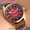 Wristwatches Tandorio CUSN8 Real Bronze Diving Automatic Watch For Men NH35A PT5000 Movement Vintage 20BAR Waterproof Sapphire Crystal 39mm