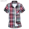 Camisas casuales para hombres nuevas camisas a cuadros de moda hombres verano camisetas de manga corta para hombres de talla de talla de talla de talla de talla hawaiiana blusa macho 5xl 6xl 7xl 240402