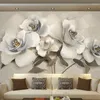 Fonds d'écran Welyu Papier peint personnalisé Belle lumière Luxe Bijoux tridimensionnels Fleurs 3D Fond Mur Salon Chambre Murale