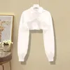 Senior Onregelmatige Mode Twee Stukken Pakken Lange Mouw Wit Shirt Jurk Koreaanse Elegante Set Vrouwelijke Casual Y2k Rok Pak 240329