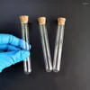 Bouteilles de stockage 10pcs Clear Lab Tubes à essai en plastique à fond rond avec des fournitures de liège Expérience scolaire Verre Accessoires scientifiques Prop