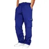 Calças masculinas Mens Sweatpants Straight Fit Corredores para Esportes e Streetwear Solto Oversized Cordão Longo Homens Multi-bolso