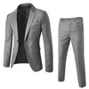 Karriere Mann Anzug Jacke Set Umlegekragen Schlanke Herren Blazer Kostüme Herbst Koreanische Solide Elegante Karriere Hochzeit Männlich Outfit 240329