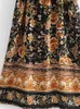 Vintage Chic Donna Nero Stampa floreale Kimono bohemien Lady Telai scollo a V maniche a pipistrello Beach Boho Robe Bikini Cover-up 240321