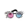 Lunettes Steampunk lunettes deux couleurs lentilles lunettes avec lentilles bleues comme accessoires Rave Party Edm Cosplay Punk Vintage lunettes