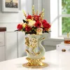 Moderne minimaliste maison salon entrée or verre vase lumière luxe vent bureau fleur conteneur décorations ornements 240311