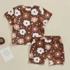 Conjuntos de roupas infantis bebê menina menino 2pcs roupas de verão casual floral impressão manga curta camisetas e calças roupas de crianças