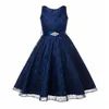 New Flower Girl Dress Childrens Lace Dress Water Diamond Belt Childrens Party Wedding Maid Clothing 240402