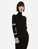 Runway Dresses 100 2023 klänning Spring Autumn Märke samma stil Empire Crew Neck Långärmning Black Womens Fashion Moduofe Drop Delivery A DHHV0