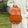 Sacs d'école de haute qualité rétro en cuir couleur unie grande capacité fermeture éclair conception sac à dos pour femmes Mochila Bolsas Femininas femmes