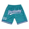 Herren-Shorts, individuell, türkis, authentischer Basketball, 3D-gedruckt, Männer, Ihr Name, Mumber, schnell trocknend, Strand