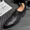 Dress Shoes British Pointed Black Crocodile Pattern For Men Designer Wedding Homecoming Business Flats Footwear