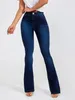 Jeans Femme Bleu Foncé Flare Femmes 2024 Printemps Mode Push Up Taille Haute Cloche Bas Femme Sexy Slim Stretch Skinny Denim Pantalon