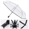 Umbrellas Mini Travel Umbrella Fully Automatic Three-fold Transparent Clear For Rainy Day