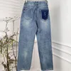 Damen-Jeans mit Buchstaben, gerade, Luxus-Designer-Jeans, blaue Denim-Hosen, lässige Alltags-Jeanshose