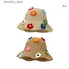 Szerokie brzegowe czapki wiadra Hats ręcznie robione na plażowy kapelusz szydełkowy Sunset Bucket Hat Women Dress Party Flower Busket Hat Camping Flower Busket Hat L240402