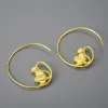 Boucles d'oreilles Lotus Fun 18k Gold Migne Longtail Monkeled Big Round Hoop Ooy Eargs For Women Real 925 STERLING Silver 2022 Bijoux à la mode