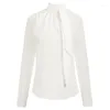 Damenblusen BP Damen-Bluse für Damen, Büro, Business, Arbeit, Schärpe, verziert, lange Ärmel, Schlüsselloch-Rücken, Oberteile, elegant, Vintage-Stil, Fliege, Halsausschnitt, Knopfleiste