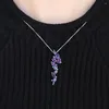 Chains Amethyst Pendant Necklace Natural Gemstone 925 Sterling Sliver Romantic Women Jewelry