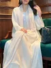 Roupas étnicas Moda Muçulmana Dubai Mulheres Brilhantes Cetim Aberto Kimono Abaya Saudita Marroquino Kaftan Elegante Festa Turca Árabe Robe