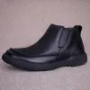 Botlar Vintage Orijinal Deri Erkekler Botlar İngiliz tarzı erkek gündelik ayakkabılar el yapımı erkekler moda kısa bot m8009