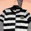 Striped Letters Women Jumper Tops Luxury Knitted Contrast Color T Shirts Designer Short Sleeve Tees Casual Daily Black White Knits