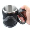 Mugs 600ml Stainless Steel Beer Mug 3D Resin Snake Handle Drinking Cup Drinware