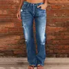 Dames Jeans Dames Y2k Ripped Mid Taille Denim Rechte Baggy Zakken Broek Lente Zomer Harajuku Mode Gril Losse Streetwear Broek