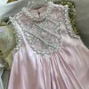レディースサマードレス2023新しいドレス刺繍パールピンクの女性のドレスルーズ恋人の袖なしファッション女性パーティードレス