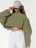 Gym kleding vrouwen lange mouw korte y2k crop top mode ronde nek gebreide sweatshirts dames lente herfst massief kleur losse trui