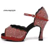 Dansschoenen Jazz Dames Strass Met Platform Comfortabel en Zacht Latin Hoge Hakken Salsa Dansen