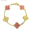 Bangle Vanly Clefly Bracelet Live Streaming of New Lucky Four Leaf Grass Bracelet Pink Rose Diamon